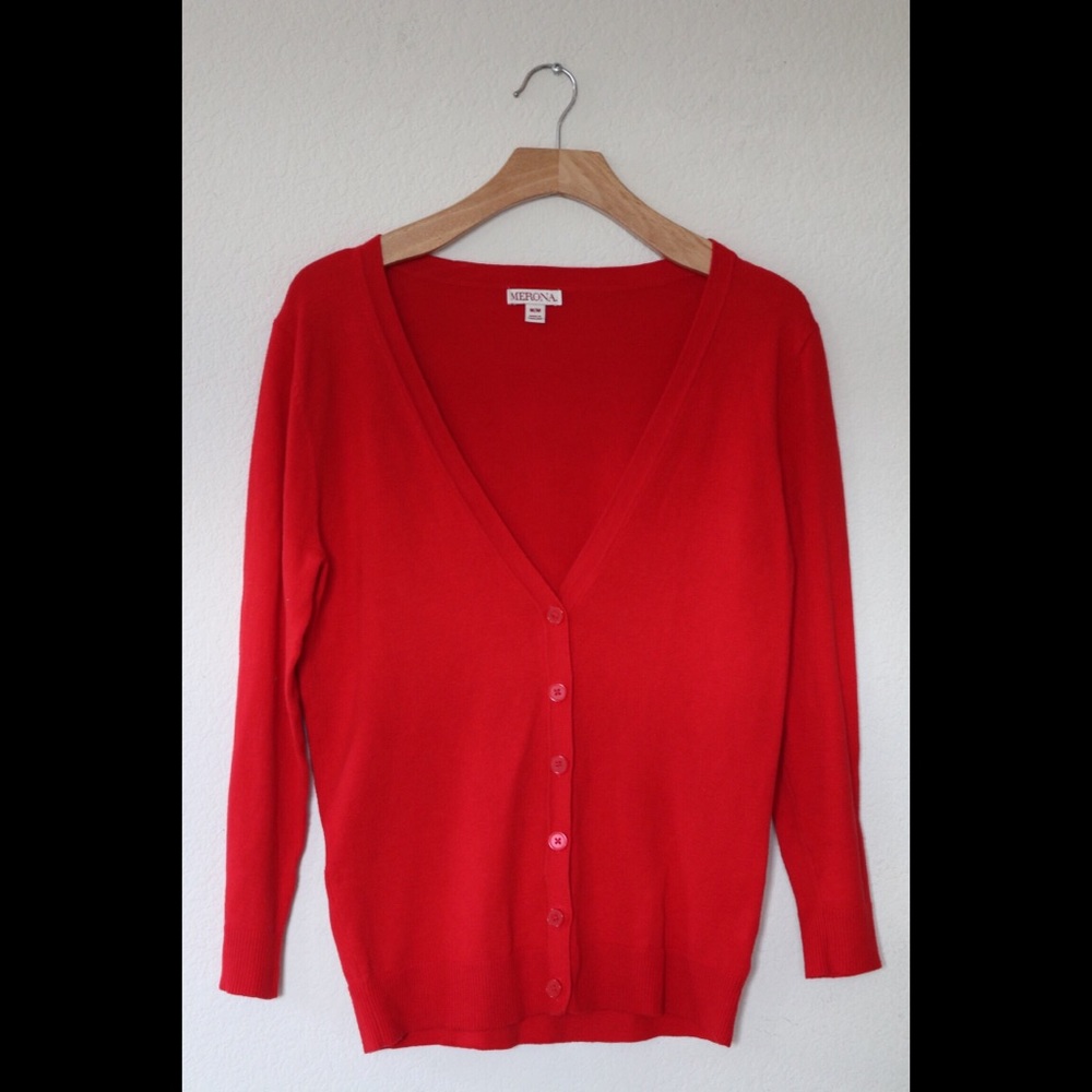 Vintage Button Down Red Cardigan
